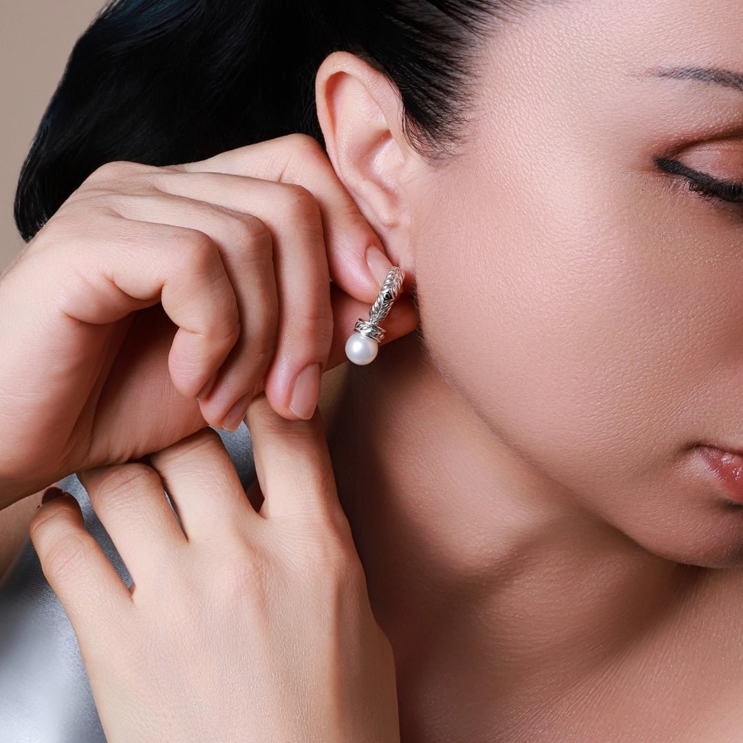Persian Shield Women’s Silver Earrings with Freshwater Pearls - DaneilaLeon
