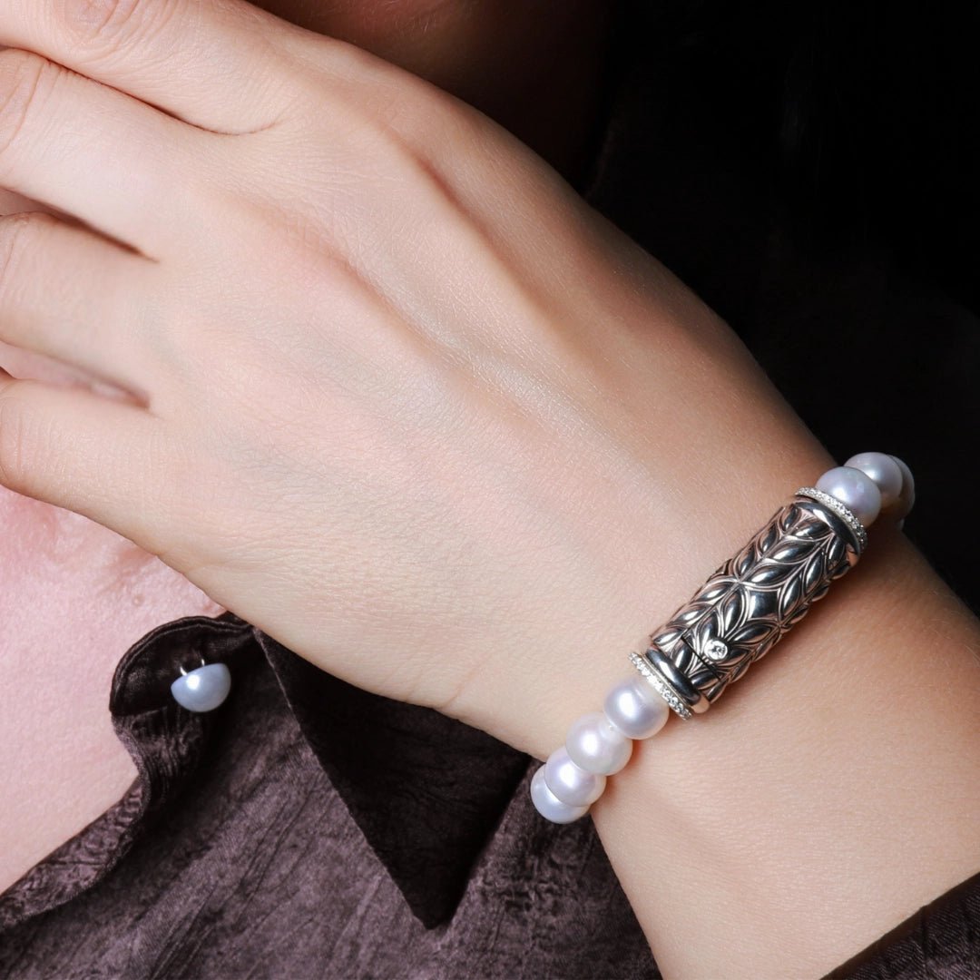 Persian Shield Women's Natural Diamonds & Pearl Strand Bracelet - DaneilaLeon