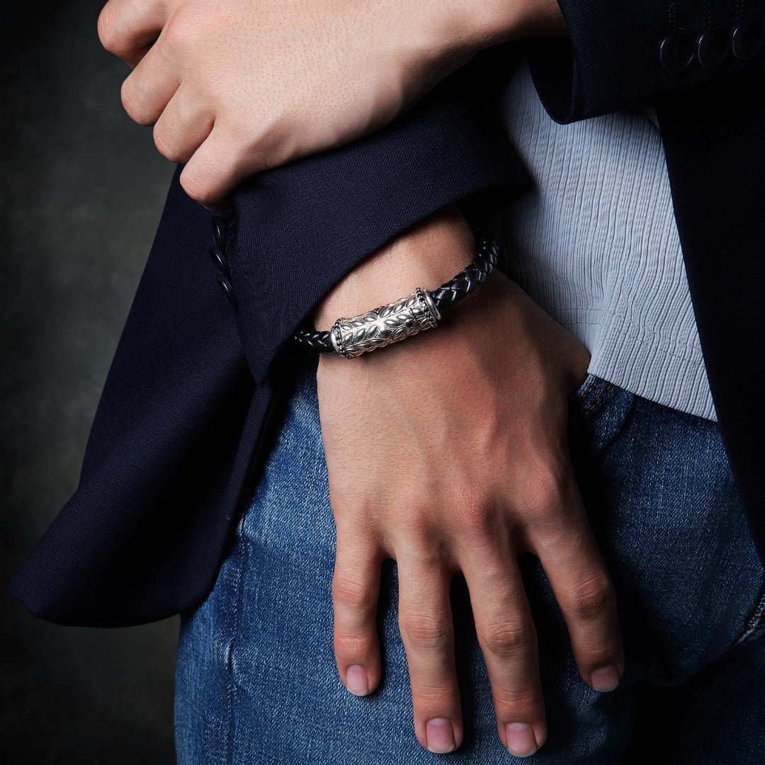 Persian Shield Men’s Silver Bracelet with Natural Diamonds - DaneilaLeon